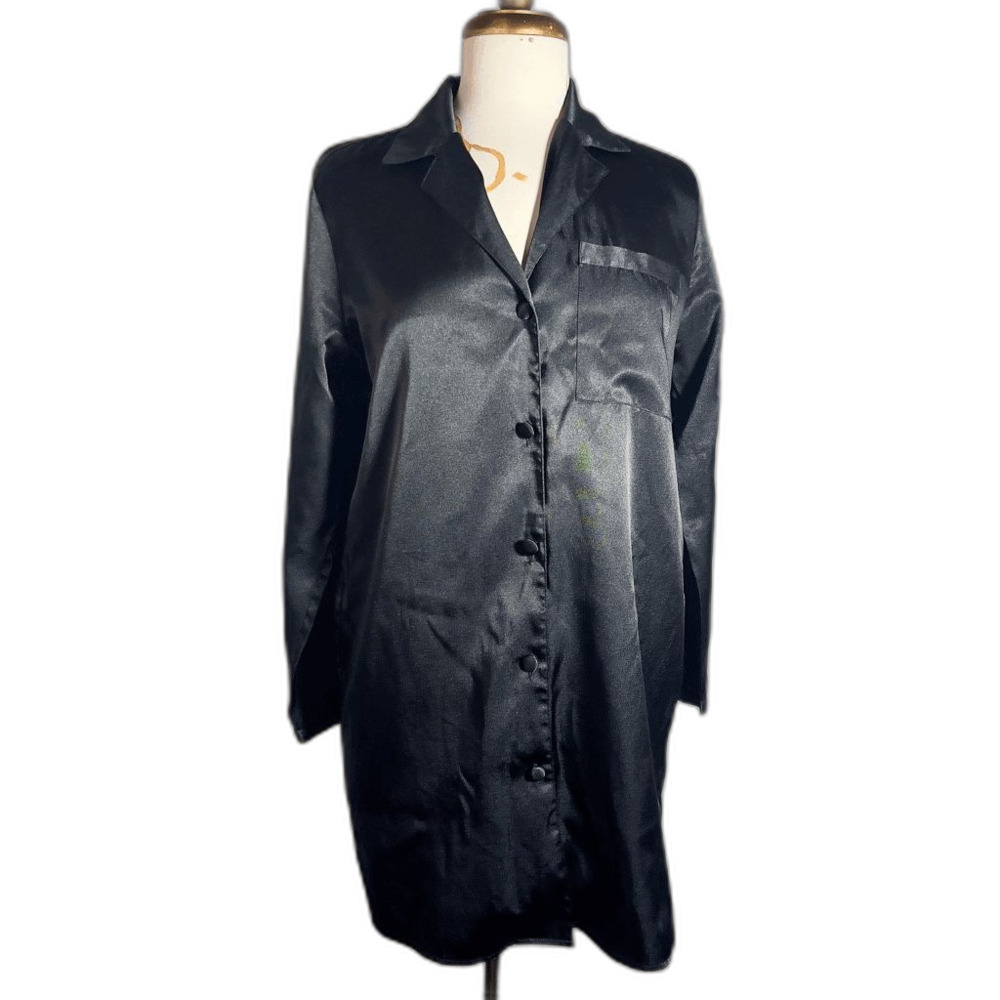 Bare Luxury Night Shirt Size S Y2k Satin Old Money Dark Academia Long Shirt